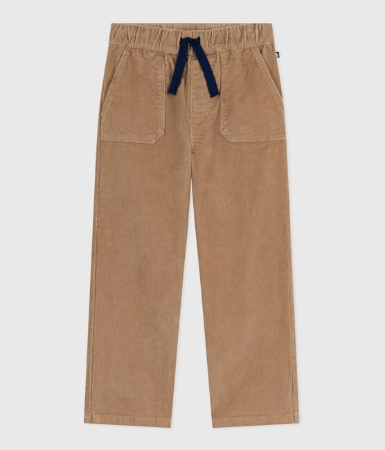 Children's straight plain corduroy trousers ROCHE CLAIR beige