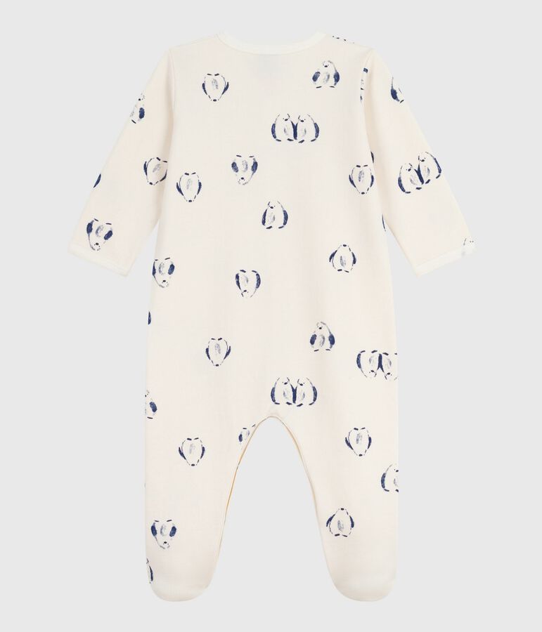 Babies' floral-print brushed fleece pyjamas with a petal collar Ecru/multicolor
