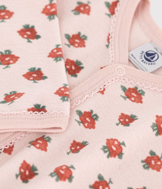 Babies' Floral Velour Pyjamas SALINE pink/MULTICO white