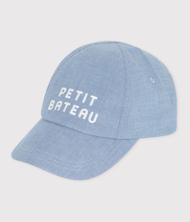 Babies' Petit Bateau cap in light-coloured denim blue