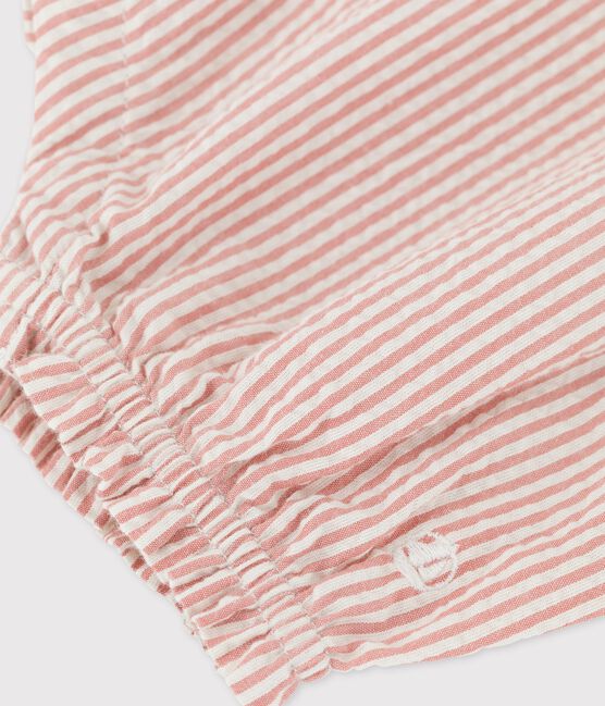 Babies' Organic Seersucker Short Playsuit PAPAYE pink/MARSHMALLOW