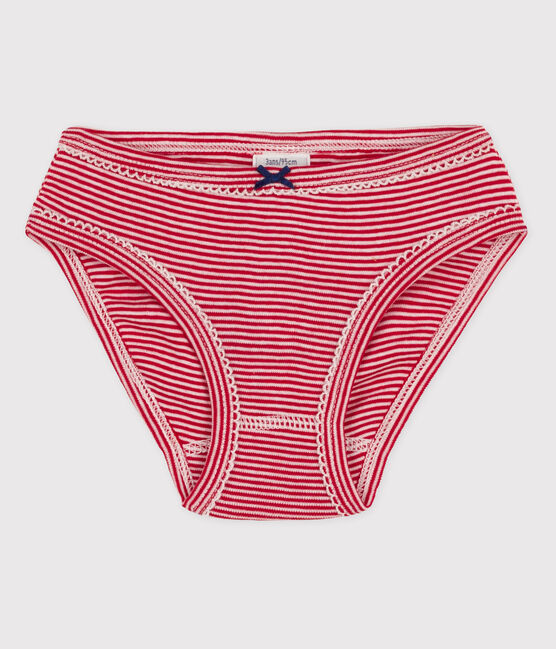 Girls' Cotton Briefs TERKUIT red/MARSHMALLOW white