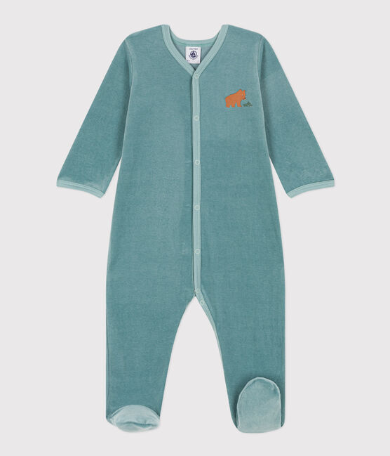 Babies' Bear Patterned Velour Pyjamas BRUT green