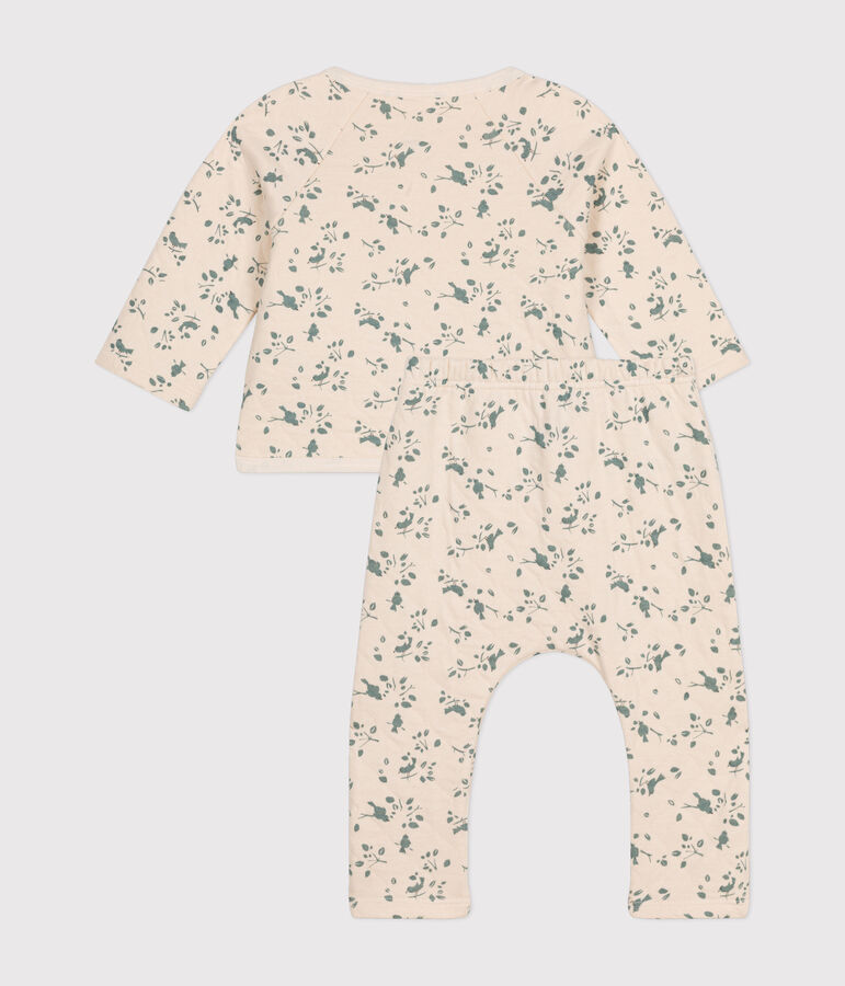 Babies' Tube Knit Outfit- 2-piece set Ecru/green