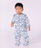 Babies' fleece onesie with a snowman print blue/multicolor
