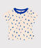Babies' short-sleeved boat print cotton T-shirt AVALANCHE blue/PERSE white