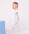 Babies' brushed fleece heart-print pyjamas with a collar white/blue