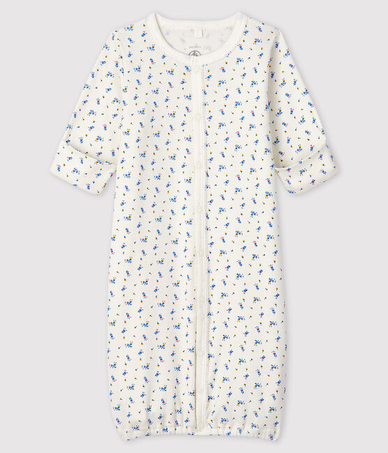 Babies' Floral Organic Cotton Jumpsuit/Sleeping Bag MARSHMALLOW white/MULTICO white