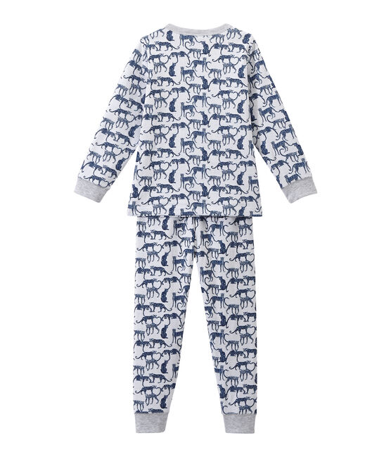Boy's print double knit pyjamas ECUME white/MULTICO white