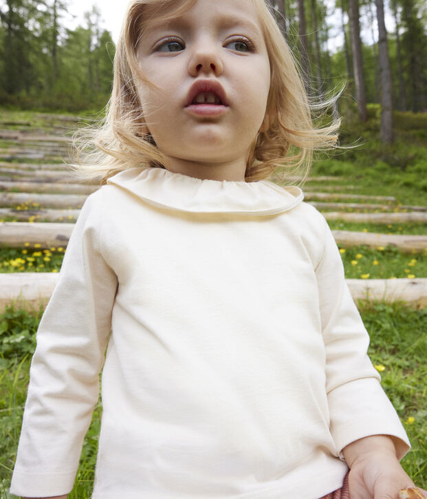 Babies' Long-Sleeved Jersey Blouse Ecru