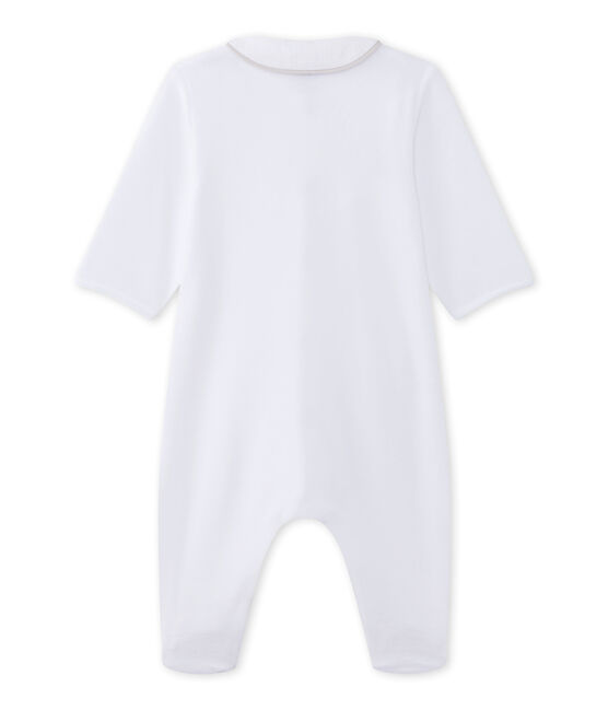 Baby's velour unisex sleepsuit ECUME white