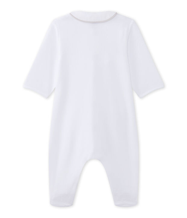 Baby's velour unisex sleepsuit white