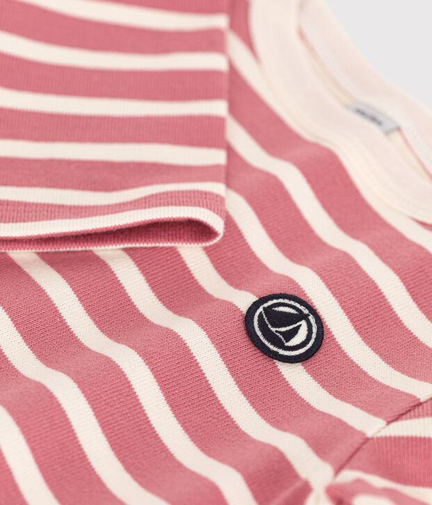 Iconic Breton top in cotton for girls or boys pink/ecru