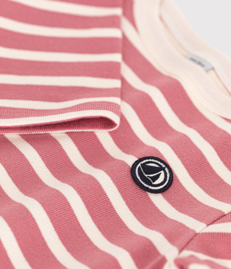 Iconic Breton top in cotton for girls or boys pink/ecru