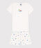 Girls' Sealife Themed Short Cotton Pyjamas MARSHMALLOW white/MULTICO white