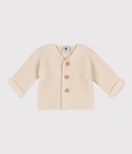 Babies' Moss Stitch Cotton Cardigan AVALANCHE Ecru