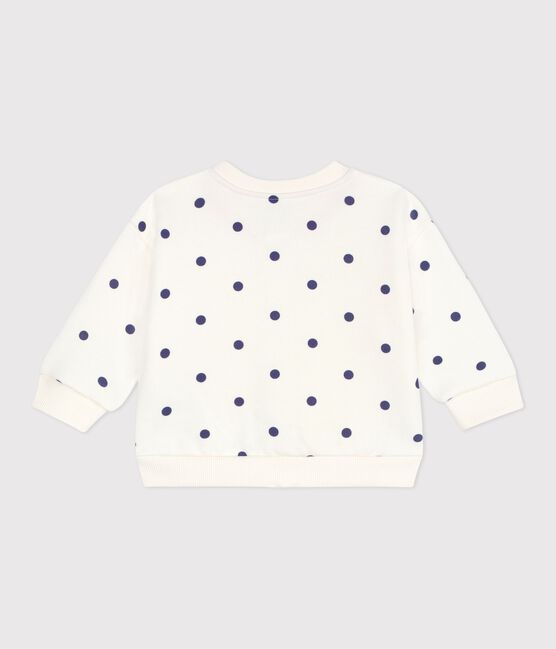 Babies' cotton varsity-style jacket with a spotted print MILK blue/SOIR