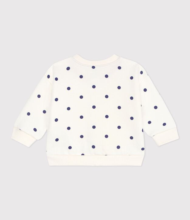 Babies' cotton varsity-style jacket with a spotted print blue/blue