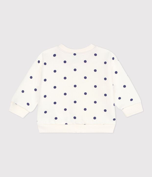 Babies' cotton varsity-style jacket with a spotted print blue/blue
