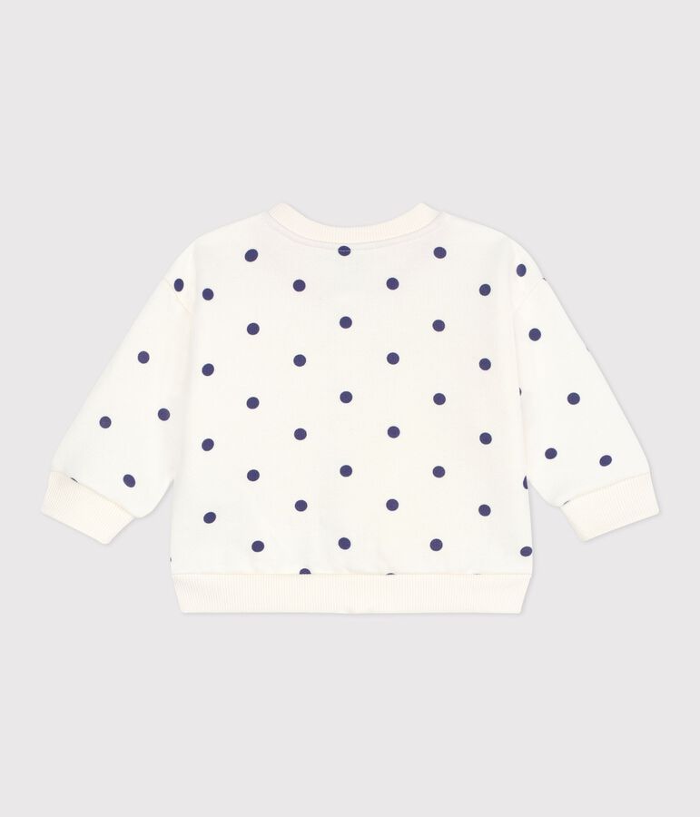 Babies' cotton varsity-style jacket with a spotted print Ecru/blue