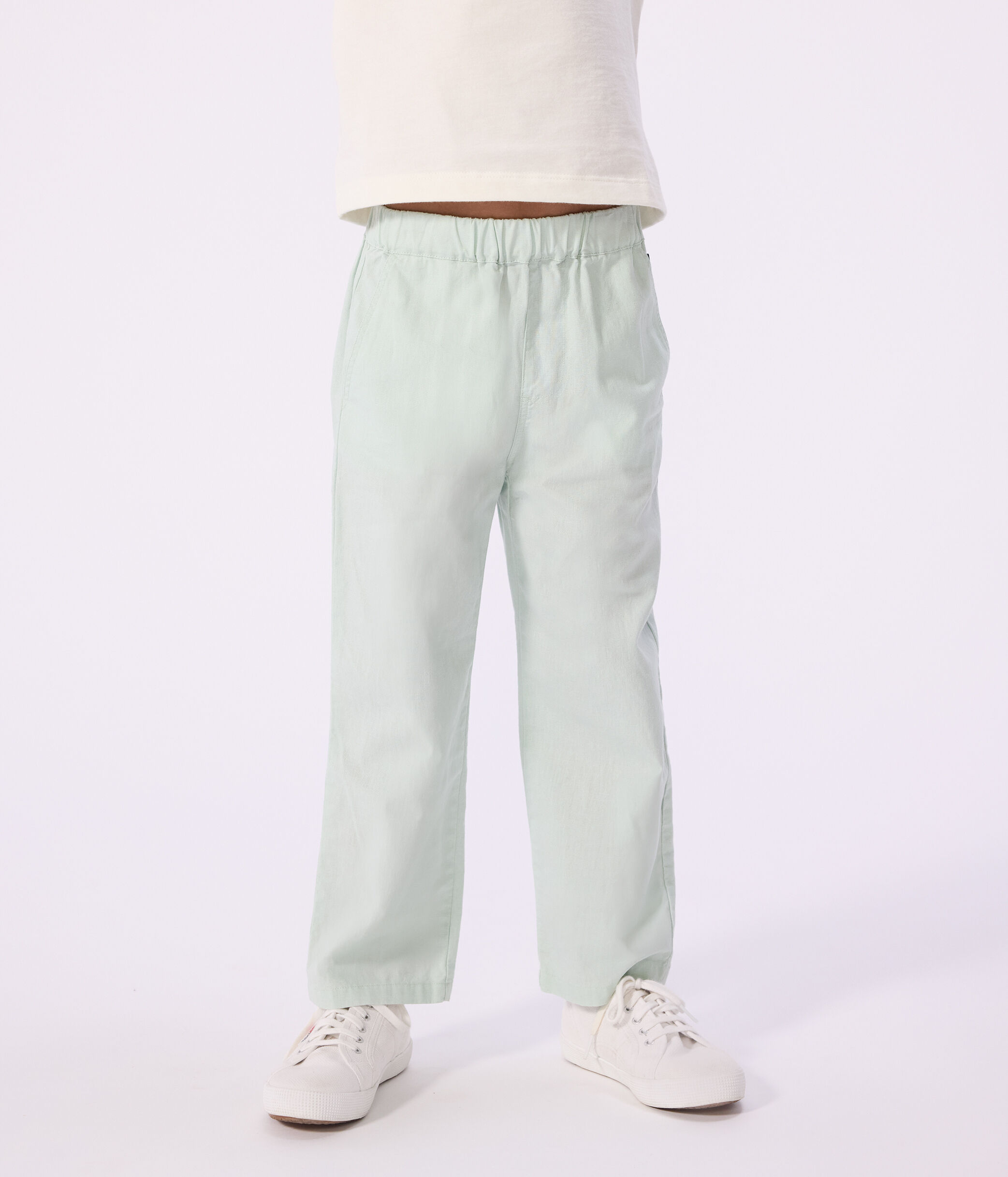 Children's cotton and linen trousers green