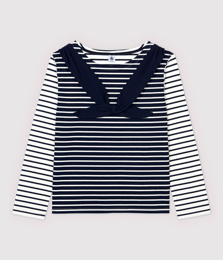 Women's Fine Breton Top. white/blue