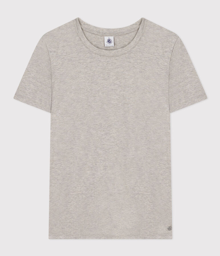 Women's Straight Round-Neck Cotton T-Shirt grey