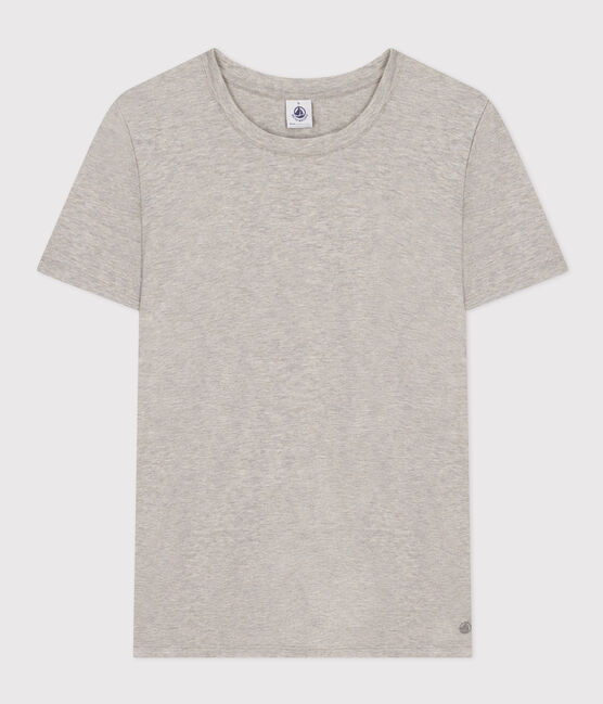 Women's Straight Round-Neck Cotton T-Shirt CHATON CHINE grey