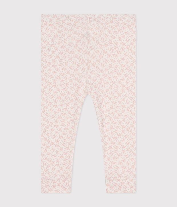Babies' Printed Cotton Leggings white/pink