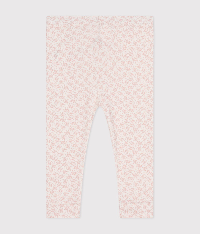 Babies' Printed Cotton Leggings white/pink