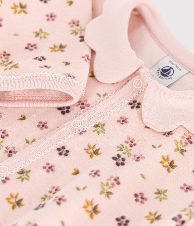 Babies' floral print velour pyjamas pink/multicolor
