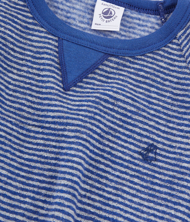 Boys' Pyjamas in Extra Warm Brushed Terry Towelling blue/grey
