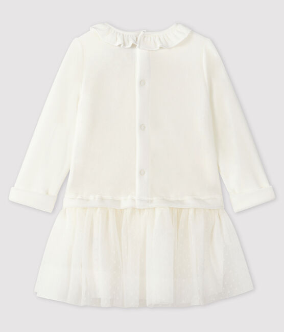 Baby girl's long-sleeved dress MARSHMALLOW white