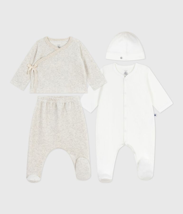 Babies' plain velour gift set multicolor