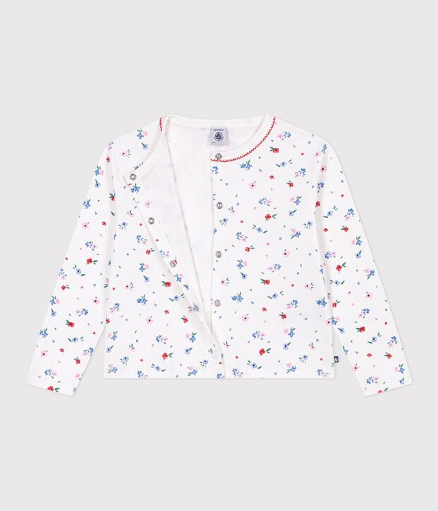 Children's floral print cotton cardigan white/multicolor
