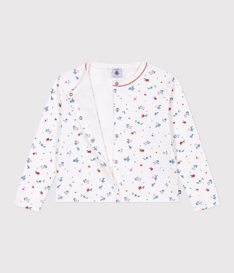 Children's floral print cotton cardigan MARSHMALLOW white/MULTICO white
