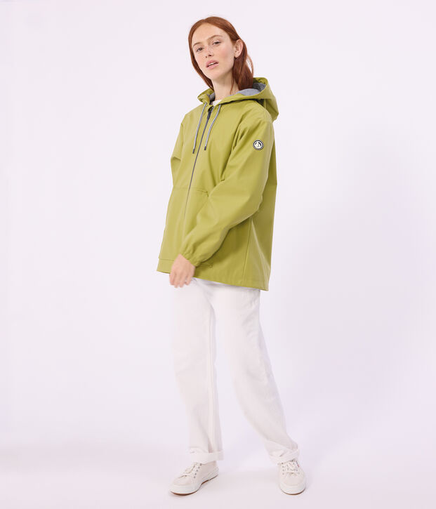 Women's short raincoat green