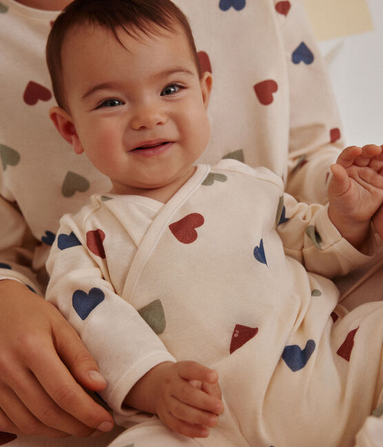 Babies' Heart Pattern Cotton Pyjamas AVALANCHE white/MULTICO