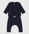 Babies' Padded Cotton Clothing - 2-Piece Set SMOKING blue