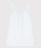 Girls' Fine Cotton Gingham Print Nightdress MARSHMALLOW blue/GOMME white