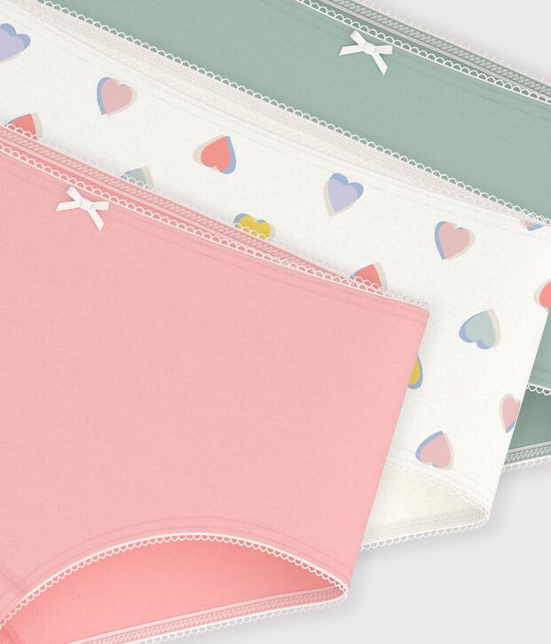 Pack of children's cotton shorties with hearts multicolor