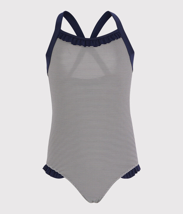 Girls' Swimsuit blue/white