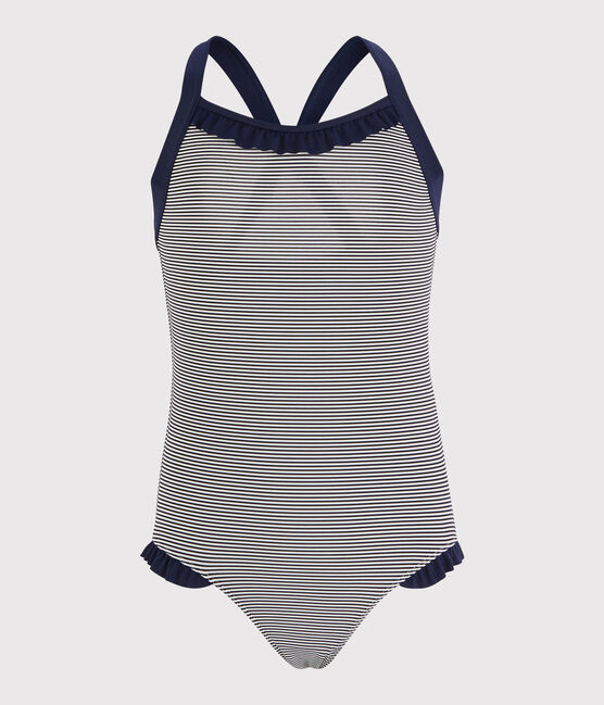 Girls' Swimsuit ABYSSE blue/LAIT white