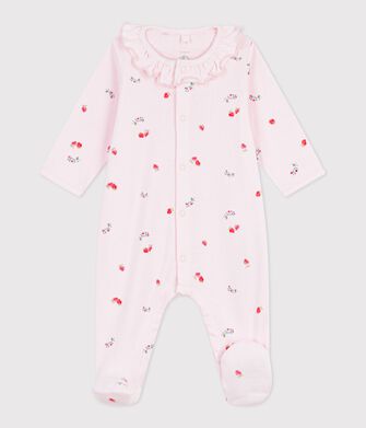Babies' floral cotton pyjama suit with a collar