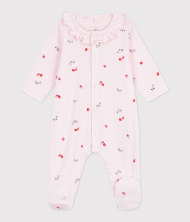 Babies' floral cotton pyjama suit with a collar