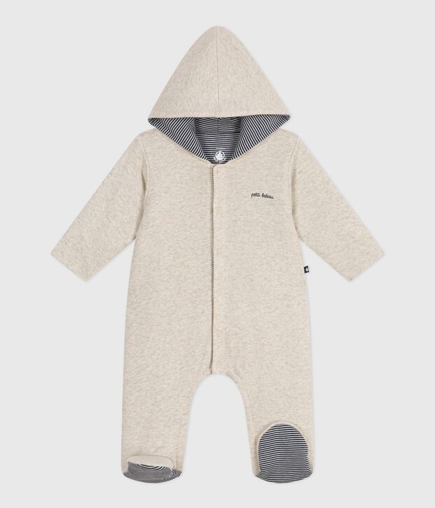 Babies' plain padded jumpsuit with a hood and feet MONTELIMAR CHINE