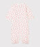 Babies' Ribbed Jumpsuit/Sleeping Bag MARSHMALLOW white/GROSEILLER pink