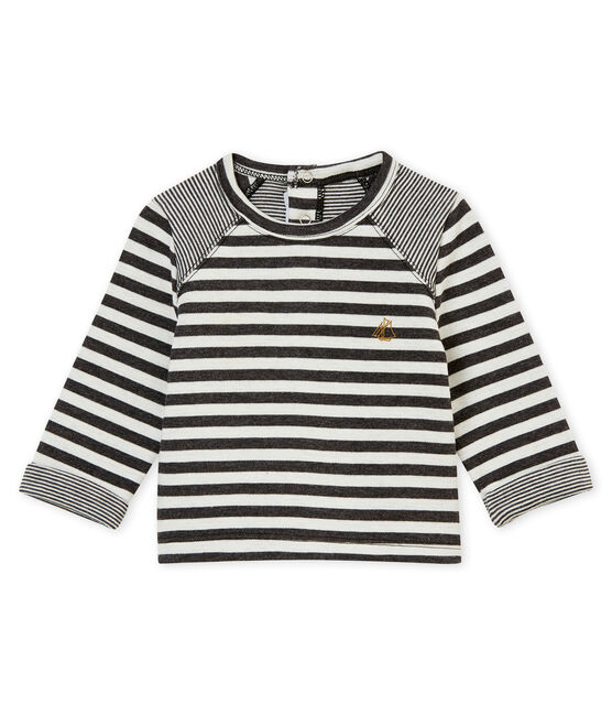 Baby boy's striped T-shirt CITY black/MARSHMALLOW white
