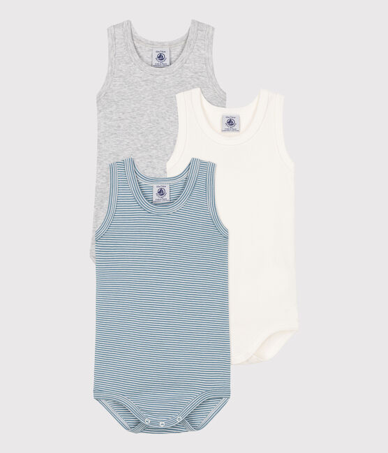 Babies' Sleeveless Pinstriped Cotton Bodysuits - 3-Pack variante 1