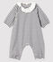 Baby Girls' Stripy Ribbed Jumpsuit MARSHMALLOW white/SMOKING blue